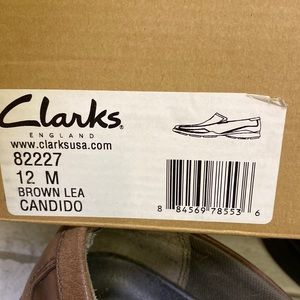 CLARKS candido brown Lea dress shoes lo after slip on 12 chocolate